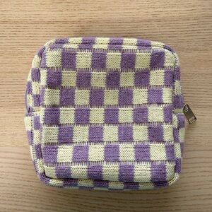 Purple and Cream Checkered Pouch